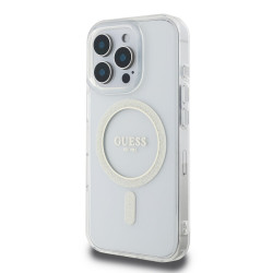 Guess IML Glitter Ring MagSafe Case for iPhone 16 Pro / Transparent
