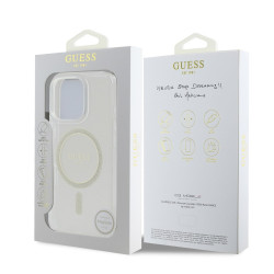 Guess IML Glitter Ring MagSafe Case for iPhone 16 Pro Max / Transparent