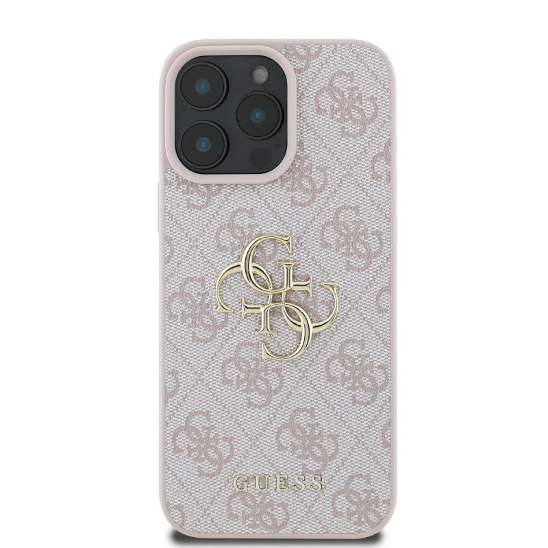 Guess PU 4G Metal Logo Case for iPhone 16 Pro Max / Pink