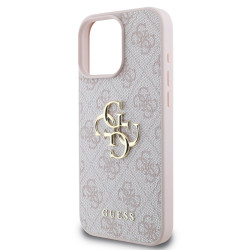 Guess PU 4G Metal Logo Case for iPhone 16 Pro Max / Pink