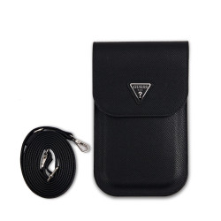 Guess PU Grained Triangle Logo Phone Bag / Black