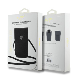 Guess PU Grained Triangle Logo Phone Bag / Black
