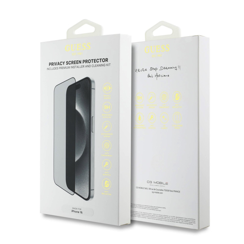 Guess Screen Protector 2.5D PRIVACY for iPhone 16 / Black
