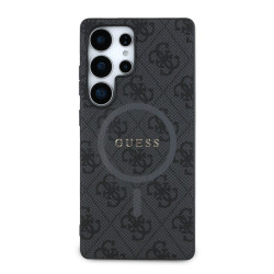 Guess PU Leather 4G Colored Ring MagSafe Case for Samsung Galaxy S25 Ultra / Black