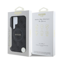 Guess PU Leather 4G Colored Ring MagSafe Case for Samsung Galaxy S25 Ultra / Black