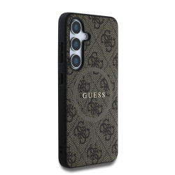 Guess PU Leather 4G Colored Ring MagSafe Case for Samsung Galaxy S25 / Brown