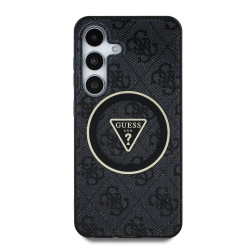 Guess IML 4G Glitter and Triangle Logo MagSafe Case for Samsung Galaxy S25 / Black