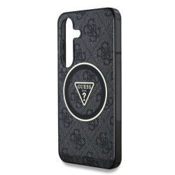 Guess IML 4G Glitter and Triangle Logo MagSafe Case for Samsung Galaxy S25 / Black