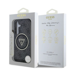 Guess IML 4G Glitter and Triangle Logo MagSafe Case for Samsung Galaxy S25 / Black