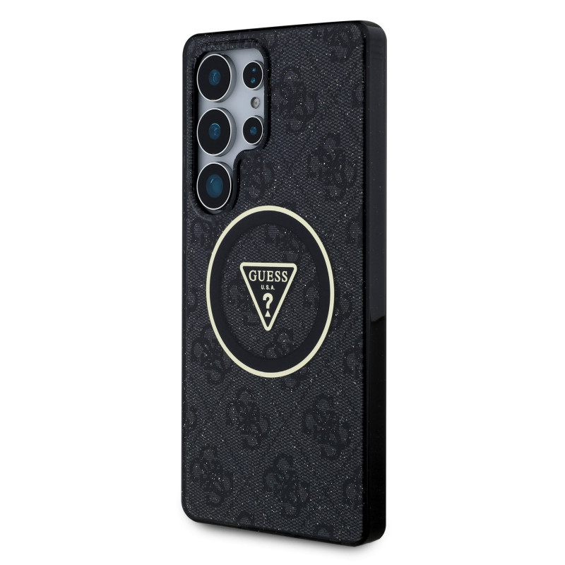 Guess IML 4G Glitter and Triangle Logo MagSafe Case for Samsung Galaxy S25 Ultra / Black