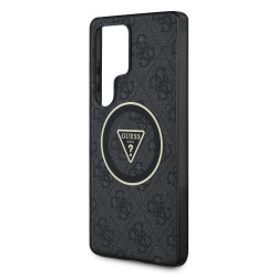 Guess IML 4G Glitter and Triangle Logo MagSafe Case for Samsung Galaxy S25 Ultra / Black