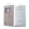 Guess PU Grained 4G Metal Logo Case for iPhone 15 Pro / Pink