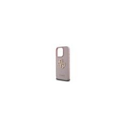 Guess PU Grained 4G Metal Logo Case for iPhone 15 Pro / Pink
