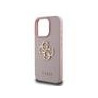 Guess PU Grained 4G Metal Logo Case for iPhone 15 Pro / Pink