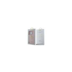 Guess PU Grained 4G Metal Logo Case for iPhone 15 Pro / Pink