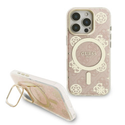 Guess PC/TPU Electroplated Stand Camera Frame MagSafe Case with Interchangeable Backgrounds for iPhone 16 / Pro
