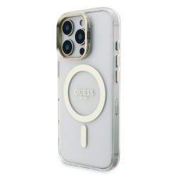 Guess PC/TPU Electroplated Stand Camera Frame MagSafe Case with Interchangeable Backgrounds for iPhone 16 / Pro