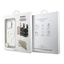 Guess PC/TPU Electroplated Stand Camera Frame MagSafe Case with Interchangeable Backgrounds for iPhone 16 / Pro