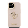 Guess PU Grained 4G Logo Stand Camera Frame Case for iPhone 15 / Pink