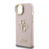Guess PU Grained 4G Logo Stand Camera Frame Case for iPhone 15 / Pink