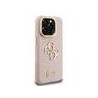 Guess PU Grained 4G Logo Stand Camera Frame Case for iPhone 15 Pro / Pink