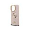 Guess PU Grained 4G Logo Stand Camera Frame Case for iPhone 15 Pro / Pink