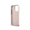 Guess PU Grained 4G Logo Stand Camera Frame Case for iPhone 15 Pro / Pink