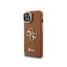 Guess PU Grained 4G Logo Stand Camera Frame Case for iPhone 14 / Brown
