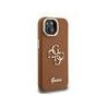 Guess PU Grained 4G Logo Stand Camera Frame Case for iPhone 14 / Brown