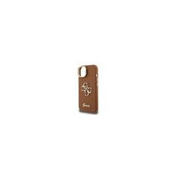 Guess PU Grained 4G Logo Stand Camera Frame Case for iPhone 14 / Brown