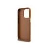 Guess PU Grained 4G Logo Stand Camera Frame Case for iPhone 15 Pro / Brown