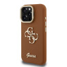 Guess PU Grained 4G Logo Stand Camera Frame Case for iPhone 15 Pro Max / Brown