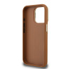 Guess PU Grained 4G Logo Stand Camera Frame Case for iPhone 15 Pro Max / Brown