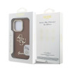 Guess PU Grained 4G Logo Stand Camera Frame Case for iPhone 15 Pro Max / Brown
