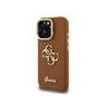Guess PU Grained 4G Logo Stand Camera Frame Case for iPhone 15 Pro Max / Brown