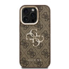 Guess PU 4G Metal Logo Stand Camera Frame Case for iPhone 15 Pro / Brown