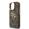 Guess PU 4G Metal Logo Stand Camera Frame Case for iPhone 15 Pro / Brown