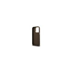 Guess PU 4G Metal Logo Stand Camera Frame Case for iPhone 15 Pro / Brown