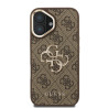 Guess PU 4G Metal Logo Stand Camera Frame Case for iPhone 16 / Brown