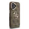 Guess PU 4G Metal Logo Stand Camera Frame Case for iPhone 16 / Brown