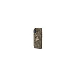 Guess PU 4G Metal Logo Stand Camera Frame Case for iPhone 16 / Brown