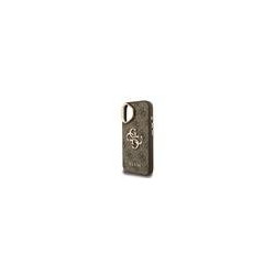 Guess PU 4G Metal Logo Stand Camera Frame Case for iPhone 16 / Brown