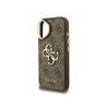 Guess PU 4G Metal Logo Stand Camera Frame Case for iPhone 16 / Brown