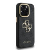 Guess PU 4G Metal Logo Stand Camera Frame Case for iPhone 15 Pro / Black
