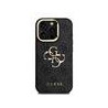 Guess PU 4G Metal Logo Stand Camera Frame Case for iPhone 15 Pro / Black