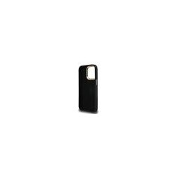 Guess PU 4G Metal Logo Stand Camera Frame Case for iPhone 15 Pro Max / Black