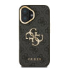 Guess PU 4G Metal Logo Stand Camera Frame Case for iPhone 16 / Black