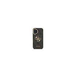 Guess PU 4G Metal Logo Stand Camera Frame Case for iPhone 16 / Black