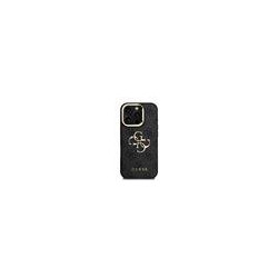 Guess PU 4G Metal Logo Stand Camera Frame Case for iPhone 16 Pro / Black