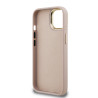 Guess PU 4G Metal Logo Stand Camera Frame Case for iPhone 15 / Pink